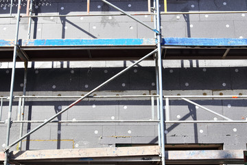Constrction site with scaffolding tubes and cranes found in kiel in germany
