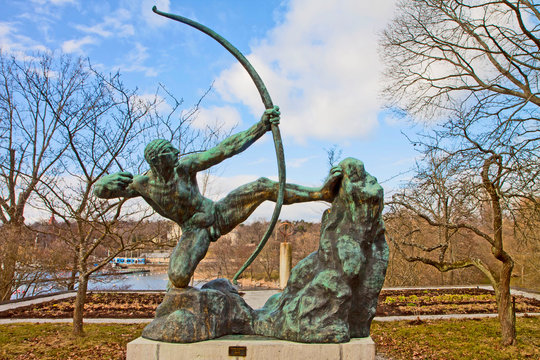 Statue Of Bronze Hercules Archer (1909) By Antoine Bourdelle (1861-1929)