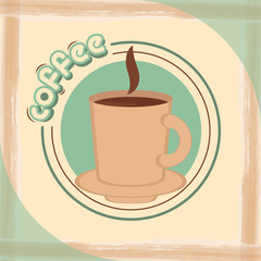 Vintage coffee cups poster with text - Vector illustration