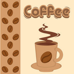 Vintage coffee cups poster with text - Vector illustration