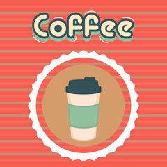 Vintage coffee cups poster with text - Vector illustration