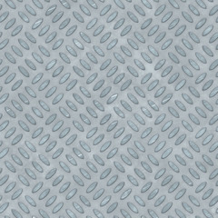 Stunning modern design of diamond aluminium plate, multipurpose product. Other names - checker, tread. Light blue grey, opaque color. Seamless pattern of ultra high resolution