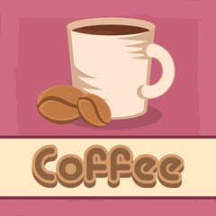 Vintage coffee cups poster with text - Vector illustration