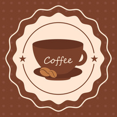 Vintage coffee cups poster with text - Vector illustration