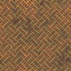 Stunning modern design of diamond metal, multipurpose product. Other names - checker, tread. Cofe beans opaque color. Seamless pattern of ultra high resolution