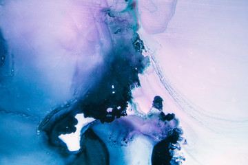 Part of original alcohol ink painting. Modern art. Abstract colorful background, wallpaper. Marble texture. Fluid Art for modern banners, ethereal graphic design.