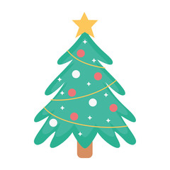 tree star balls garland decoration merry christmas card