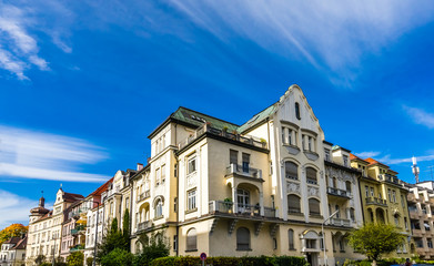 View on old residential buildings in Bogenhausen Munich, Germany