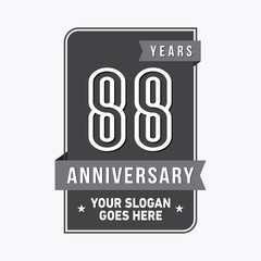 88 years anniversary design template. Eighty-eight years celebration logo. Vector and illustration.