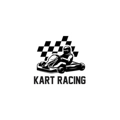 go-kart racing silhouette logo - obrazy, fototapety, plakaty