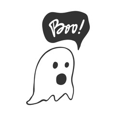 Boo. Halloween Sticker for social media content. Vector hand drawn illustration design. 