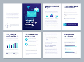 Brochure design. Simple modern presentation booklet. Set of sheet templates. Can be used for info banner or creative flyer. Vector illustration.