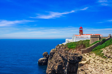 View on lighthouse of Cabo Sao Vicente, Sagres, Portugal