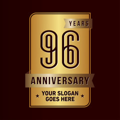 96 years anniversary design template. Ninety-six years celebration logo. Vector and illustration.