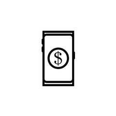 Mobile banking app outline icon. linear style sign for mobile concept and web design. Tablet with dollar screen simple line vector icon. Symbol, logo illustration. Pixel perfect vector graphics