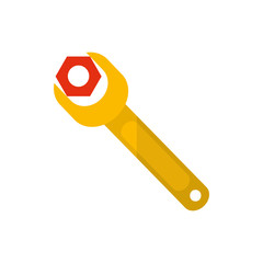 Isolated construction wrench icon flat vector design