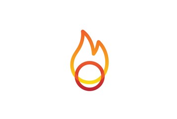 Fire flame simple transparent line art logo template