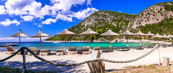 Best beaches of Skopelos island - natural Limnonari with amazing bay. Sporades islands of Greece