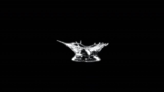  Water circle looping with reflections on black background, Water Splash Spinning flow, Liquid Wave shape from crystal nature water and bubble drop, slow motion, rapid, with Alpha Channel