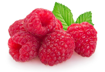 Fresh raspberry on white background