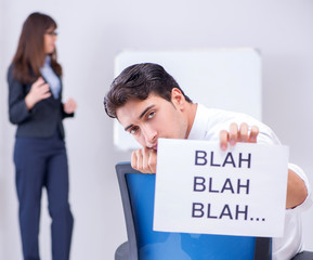 Employee bored at the business presentation