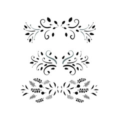 Wreath leaves  with Ornaments vector. Set Collection of Vintage Ornament Elements, Hand drawn vector dividers. Doodle design elements. Decorative swirls dividers. Vintage ornaments