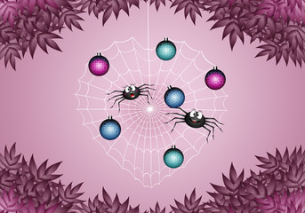 illustration of funny spider at Christmas