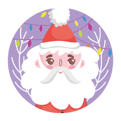 cute santa claus branch lights happy christmas tags