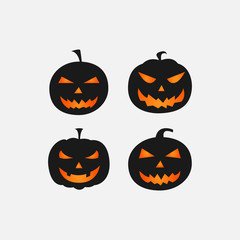 Halloween scary pumpkins isolated on white vector image