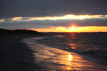 folly beach at sunset in south carolina