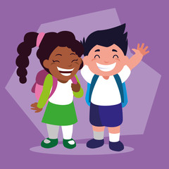 couple of students with school supplies, back to school