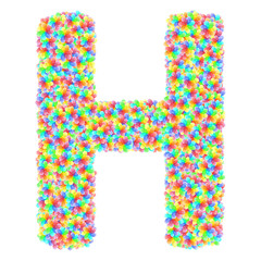 Alphabet symbol letter H composed of colorful glass flowers