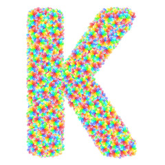Obraz na płótnie Canvas Alphabet symbol letter K composed of colorful glass flowers