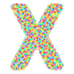 Alphabet symbol letter X composed of colorful glass flowers