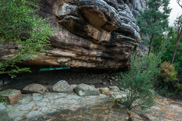 Fototapeta na wymiar rock cliff in the forest