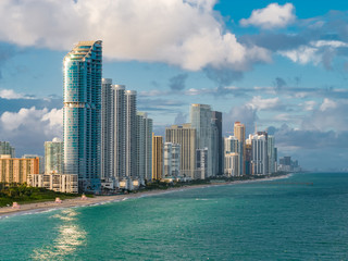 Fototapeta premium Amazing aerial photo Sunny Isles Beach Florida USA beachfront architecture Atlantic Ocean