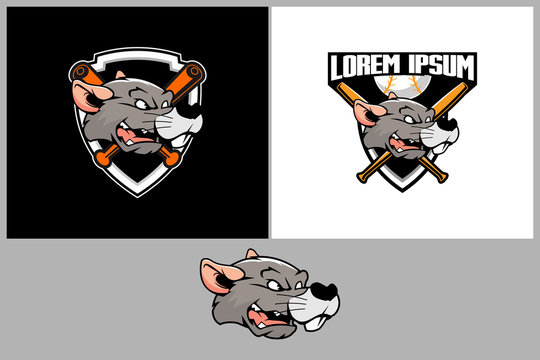 RAT HEAD FOR BASEBALL TEAM VECTOR LOGO TEMPLATE