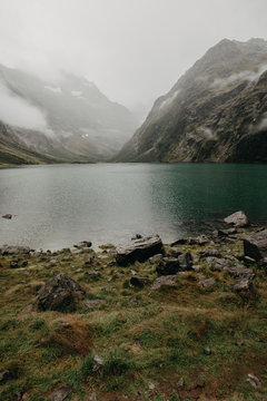 Foggy Lake In New Zealand