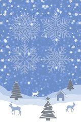 winter landscape with trees snowflakes christmas background