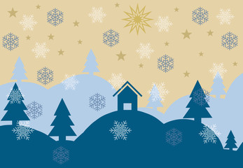 winter landscape with houses and trees