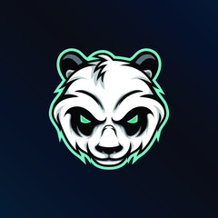 Panda head mascot vector illustrator for sport or esport gaming logo