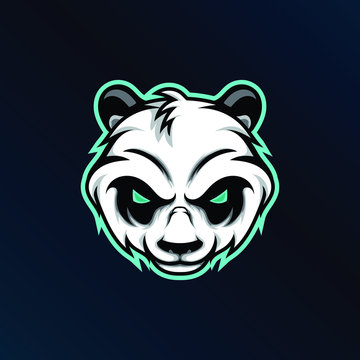 Panda head mascot vector illustrator for sport or esport gaming logo