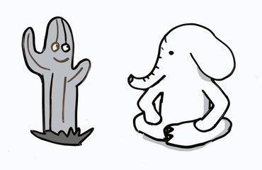 an elephant&a cactus