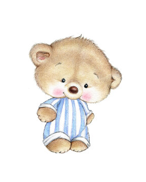 Naklejki Cute teddy bear on white background