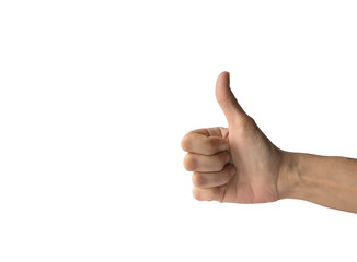 Hand raising thumb up