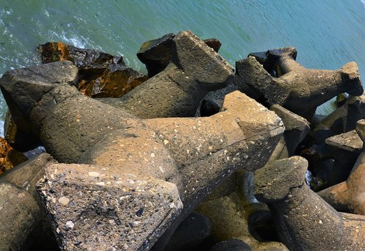 concrete stables dam in the sea