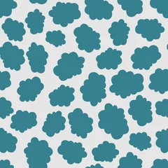 Selbstklebende Fototapeten Seamless teal and light grey cloud pattern. Endless repetetive pattern for textiles, fabric, wallpaper, wrapping paper, backdrops. Vector © Olga Neru