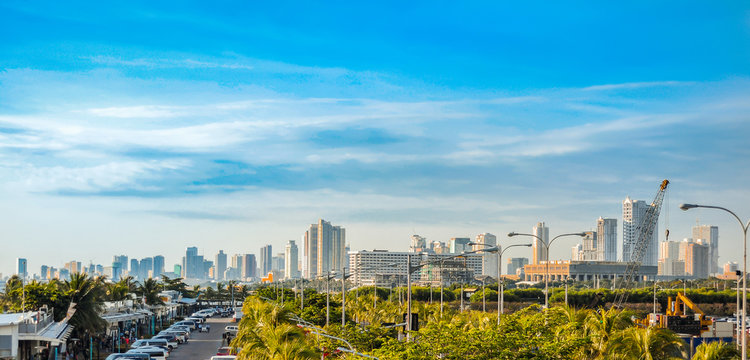 Panoramic shot view of Manila City Philippines from Manila Bay