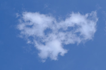 Heart shaped clouds In the blue sky