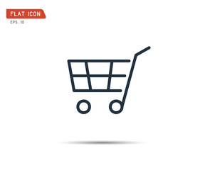 flat shopping cart icon, logo design vector illustration